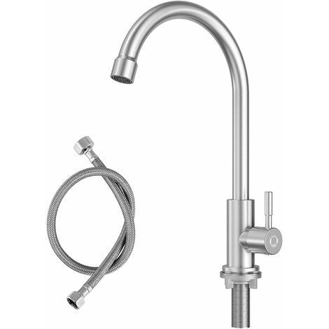 Cold Water Faucet for Kitchen with 304 Stainless Steel Nuts, cold water use, stainless steel construction, daily sink use