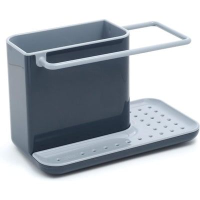 Sink storage/organizer with integrated drain, holder for sponge, brush, detergent and dishcloth, removable, regular size, Gray, Grey Finish