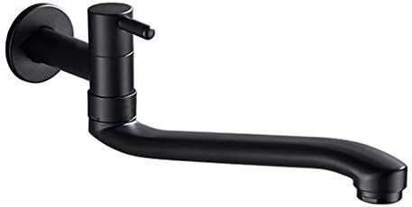 Wall-mounted cold water faucet for washing machine, mop, pool and garden, stainless steel material, Black Finish