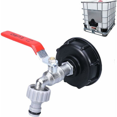 1000L Tank Tap with Hose Adapter, S60X6 IBC Tap Connection, Garden Tap for Rainwater Tank (1/2" Plastic Adapter)