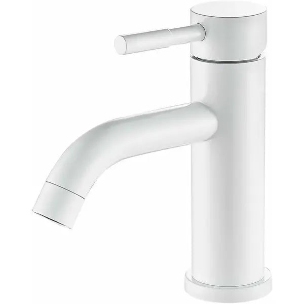 Bathroom Faucet, Stainless Steel Sink Faucet, Water-Saving Flow, Splash Reduction, Ceramic Cartridge, White Finish