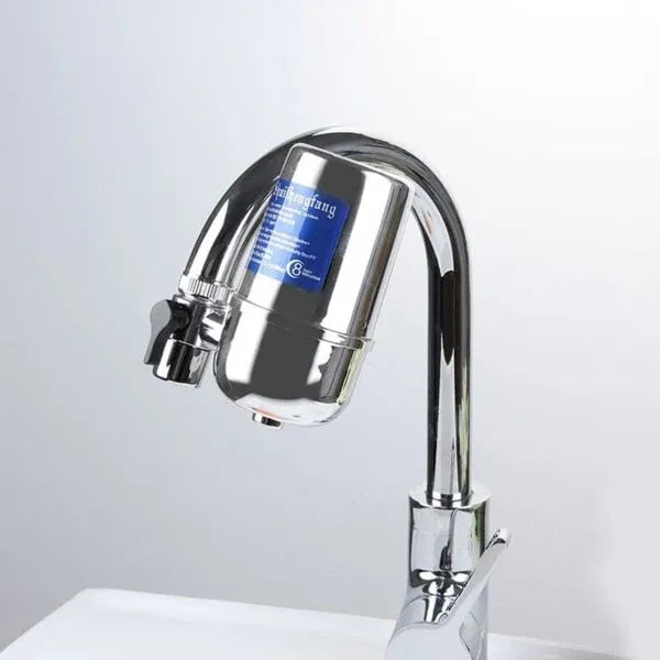 Faucet Drinking Water Filter, Tap-Mounted Water Purifier with M22/M24 Adapter, Kitchen Faucet Filtration, Chrome Finish