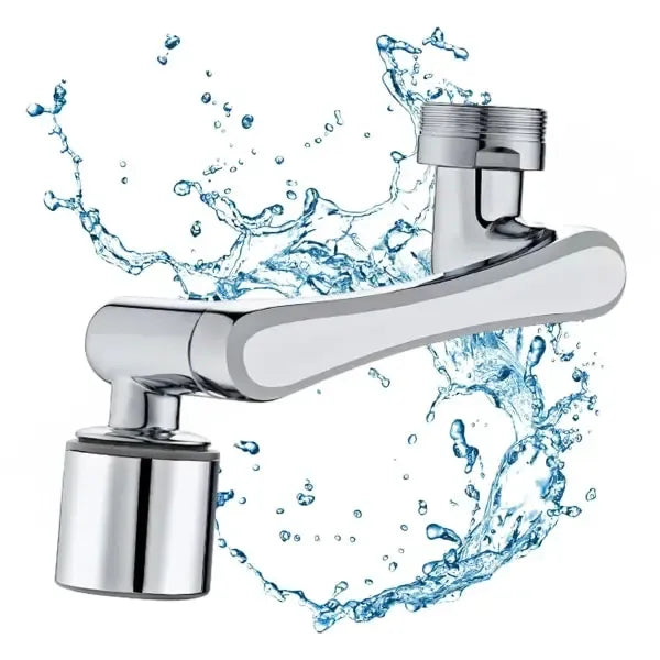 1080 Degree Rotation Rotatable faucet extender + 2 water outlet modes, 1080 degree rotation, splash reduction, Silver Finish
