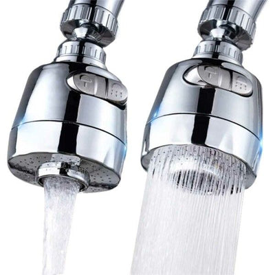 360 Degree Faucet Nozzle with Shower Spray, Kitchen Mixer Adapter, ABS Material, Splash Reduction, Silver Finish