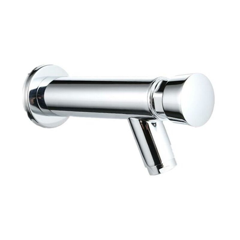 Modern Self-closing Brass Bathroom Sink Faucet, G1/2 Thread, cold water use, water-saving flow, ceramic cartridge, Chrome Finish