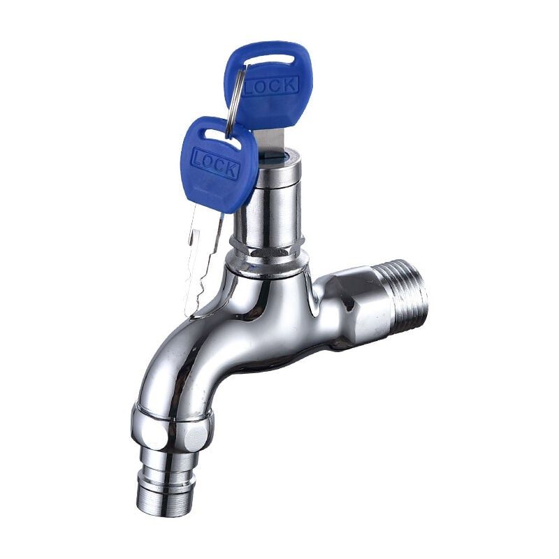 Anti-theft Faucet for Outdoor, Anti-theft Brass Faucet, Lockable Outdoor Faucet, for Washing Machine in Garden, scratch-resistant, Silver Finish