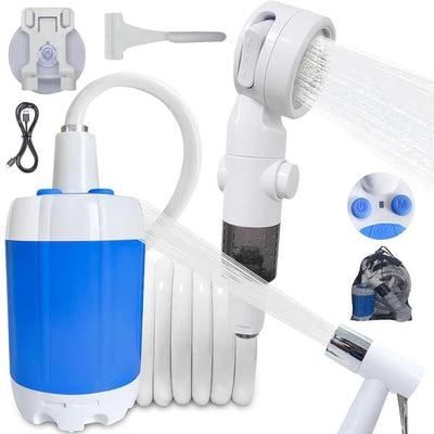 Portable Camping Shower with USB Rechargeable Electric Pump, Digital Display, Multiple Spray Modes, Outdoor Shower Kit