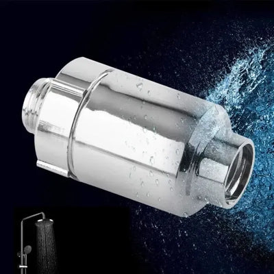 Shower Head Filter Shower Filter Plastic Shower Head Filter Bathroom Home Water Purifier Water Softener Chlorine Heavy Metal Remover, Silver Finish