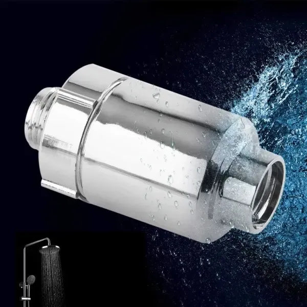 Shower Head Filter Shower Filter Plastic Shower Head Filter Bathroom Home Water Purifier Water Softener Chlorine Heavy Metal Remover, Silver Finish
