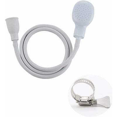 Single Shower Head with Hose for Bath Sink or Toilet Sink, Quick Connect Sprayer, rubber material, White Finish