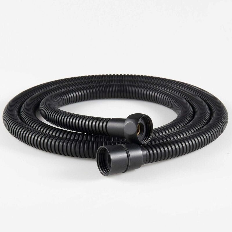 Stainless Steel Shower Hose, Kink-Resistant and Explosion-Proof, Brass Fittings, G1/2 Thread, 1.5 m Hose Length, Matte Black Finish