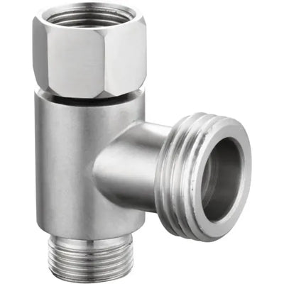 3-way 3/8" and 1/2" 3-way adapter Tee connector Stainless steel 3/8" water pipe T-connector, G1/2 Thread, Brushed Nickel Finish