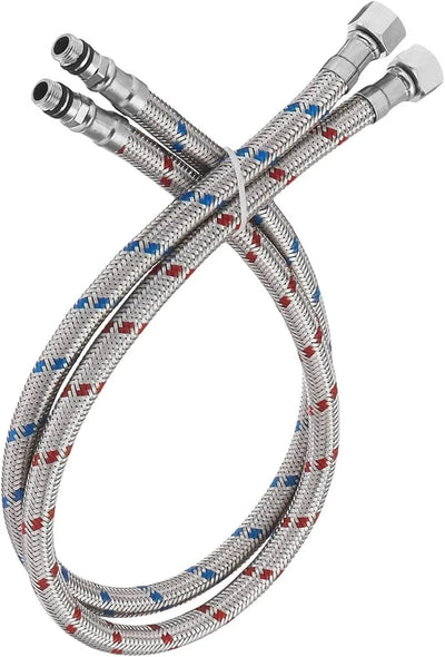 Bathroom Kitchen Faucet Connector Hoses, Braided Stainless Steel Supply Lines, 3/8 Inch Female x M10 Male, 32 Inch, 2 Pack