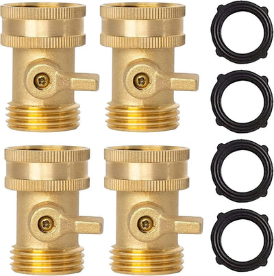 Garden Hose Shut Off Valve 3/4 Inch Solid Brass Heavy Duty Flow Control for Garden Watering Gold 4 Pack, Brass Construction