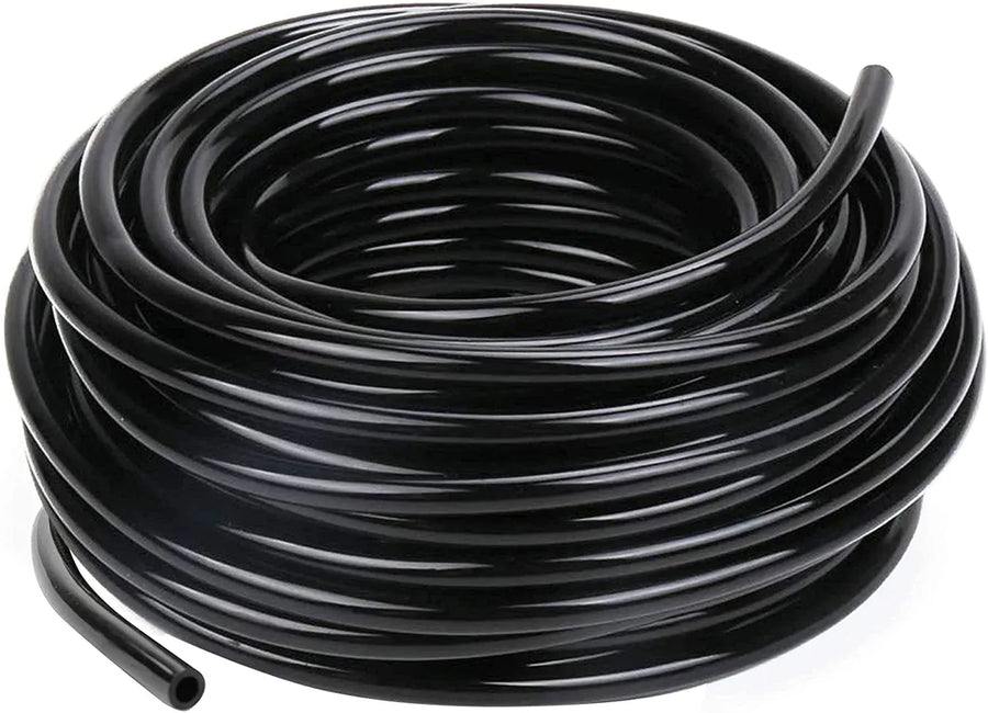 1/4 Inch Drip Irrigation Tubing, 50 Ft PVC Water Line Hose for Garden Watering, Black, Durable Plastic Construction