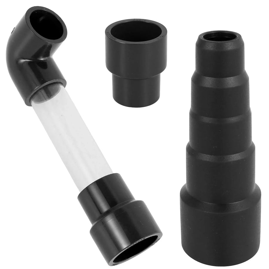 Vacuum Hose To PVC Pipe Adapter, HVAC Drain Line Cleaner Attachment for AC Condensate Drain Cleaning, Black, 2 Pack