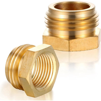 Brass Garden Hose Adapter, G 1/2 BSP Female to 3/4 GHT Male Threaded Connector for Garden Hose, 2 Pack, Brass Construction