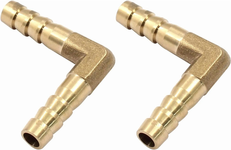 Brass Hose Barb Elbow Connector, 90 Degree Leakproof Fitting for Daily Home Hose Connection, 1/4 Inch, 2 Pcs, Brass Construction