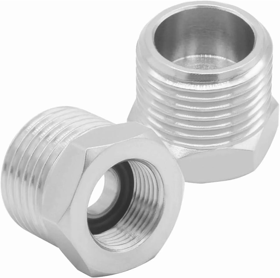 2 Pack Pipe Fitting Reducer Bushing, Nickel Plated Brass, 1/2 G Male to 3/8 Compression Female for Plumbing Connections
