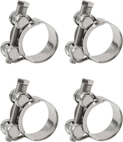 4 Pack 1 Inch T Bolt Hose Clamps, Heavy Duty Stainless Steel, for 26mm to 28mm ID Hoses, Silver, Stainless Steel Construction