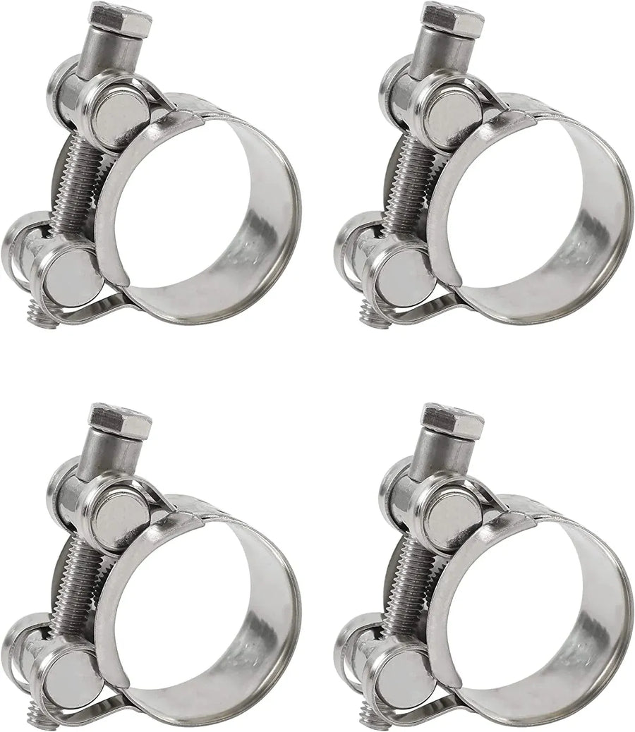 4 Pack 1 Inch T Bolt Hose Clamps, Heavy Duty Stainless Steel, for 26mm to 28mm ID Hoses, Silver, Stainless Steel Construction
