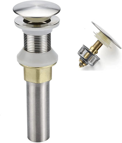 Bathroom Sink Drain Pop Up Assembly with Detachable Strainer Basket, Stainless Steel for Vanity Sink, Brushed Nickel