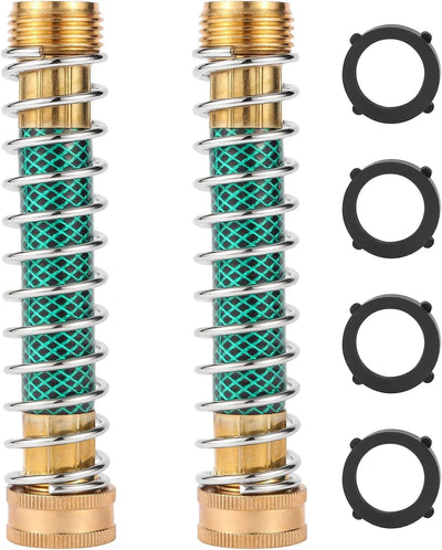 Garden Hose Extension Adapter with Coil Spring Kink Protector for Outdoor Watering, 3/4 Inch, 2 Pack, Daily Comfort Use
