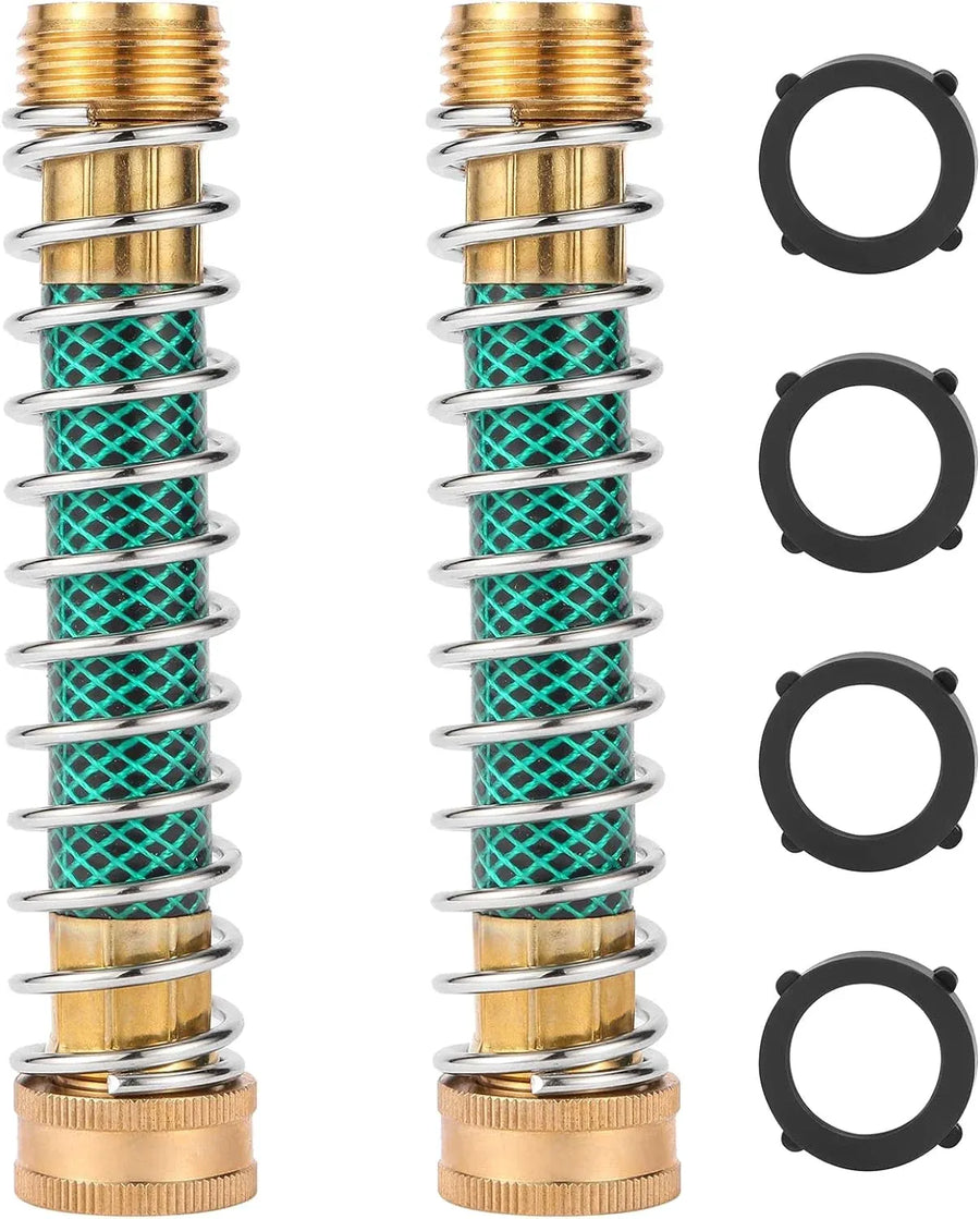 Garden Hose Extension Adapter with Coil Spring Kink Protector for Outdoor Watering, 3/4 Inch, 2 Pack, Daily Comfort Use