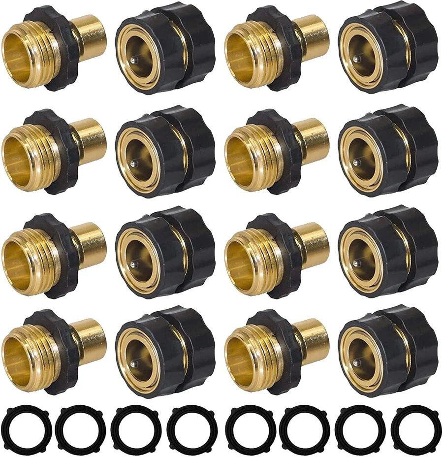 Garden Hose Quick Connect Fittings, 3/4 Inch Male Female Aluminum Connectors for Garden Watering, 8 Sets, Aluminum Construction