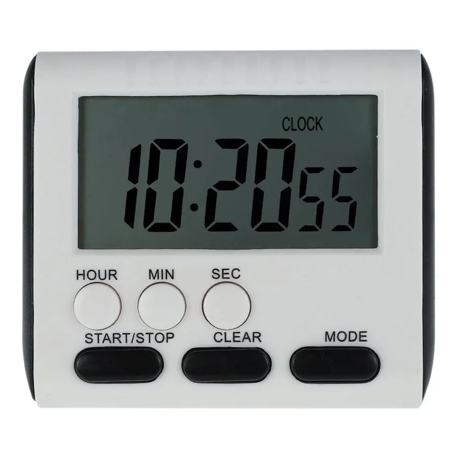 Digital Kitchen Timer with Big LCD Digits, Loud Alarm and Memory Function, Magnetic Backing for Cooking, White