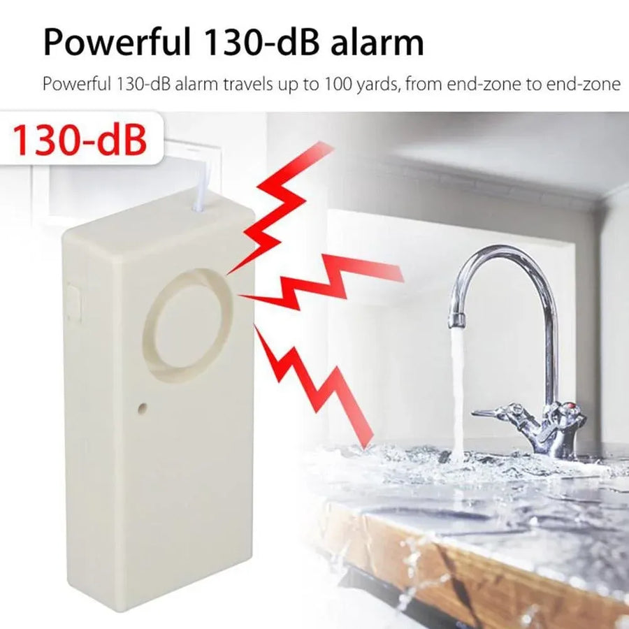 Smart Water Leak Sensor Alarm, 130 dB Leakage Detector Alert System for Home Kitchen Bathroom, White, Daily Comfort Use
