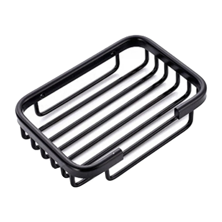 Wall Mounted Soap Dish Holder, Aluminum Soap Box Basket for Bathroom Shower Kitchen Sink and Home Storage, Black
