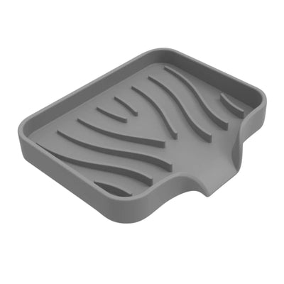 Silicone Bathroom Soap Dishes with Drain Spout-Bathroom and Kitchen Sink Organizer, Sponge Holder, Dish Soap Tray, Perfect for Dispenser, Grey