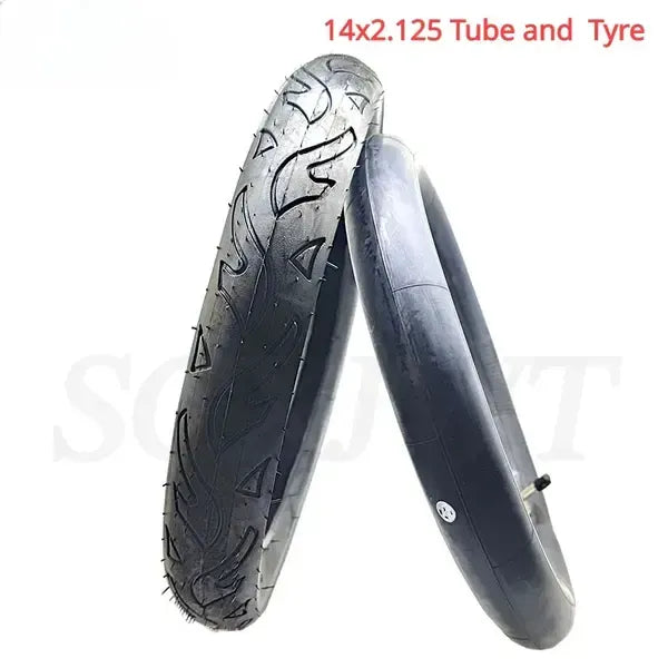 Compatible 14x2.125 Outer Tire Inner Tube FOR Children's Wheel Parts 14 Inch Inflatable Scooter Electric Bike Tire
