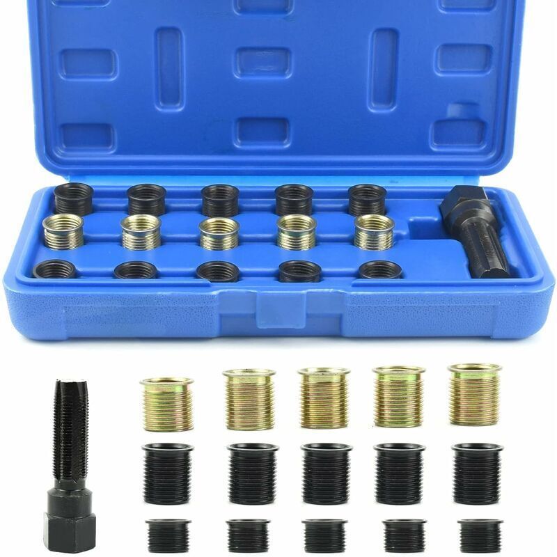 16 Pieces Spark Plug Thread Repair Kit, M14 x 1.25 mm Spark Plug Thread Repair Kit, M16 Tap with Portable Case, Spark Plug Repair Tool., Made of Steel