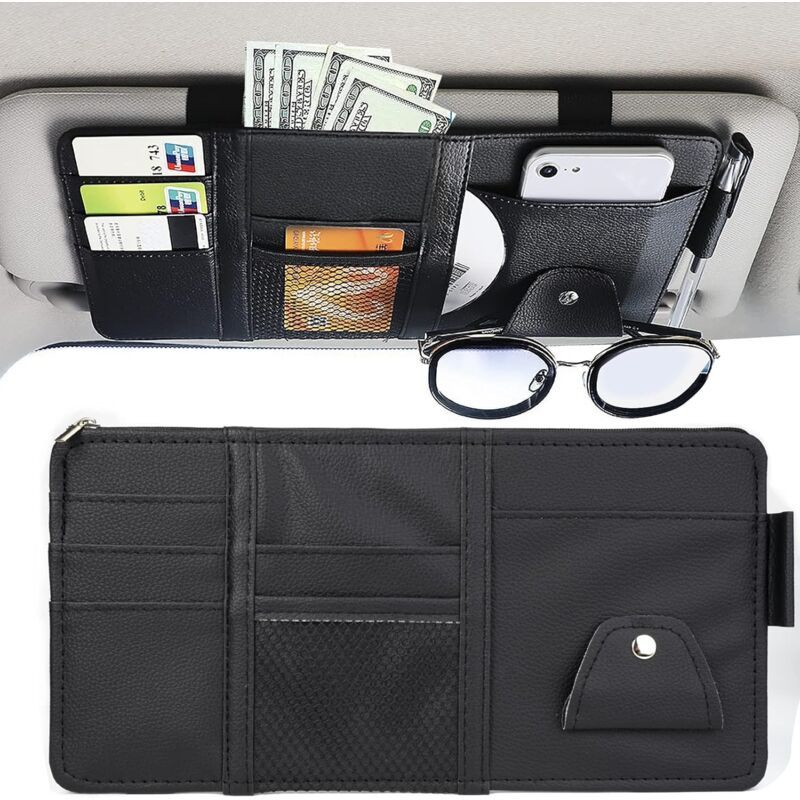 Car Interior Pocket Car Sun Visor Organizer Car Sun Visor Storage Car Sun Visor Clip Organizer Used for Credit Cards, Made of Glass
