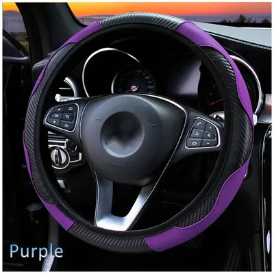 Durable High Quality Leather steering wheel cover Replacement for  carbon fiber steering wheel, PURPLE, Perfect Fit