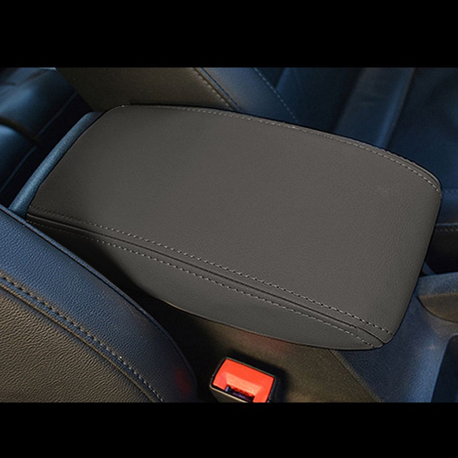 Replacement Car Armrest Seat Box Cover Car Interior Accessories Auto Armrest Cover, Made of Leather, Black Color