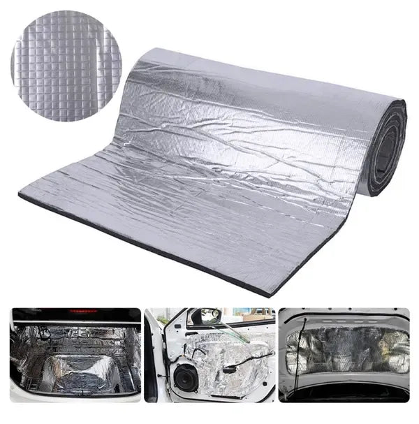 Acoustic insulation mat compatibility with cars 50x200cm, 10MM soundproofing foam soundproofing, waterproof, Made of Aluminum