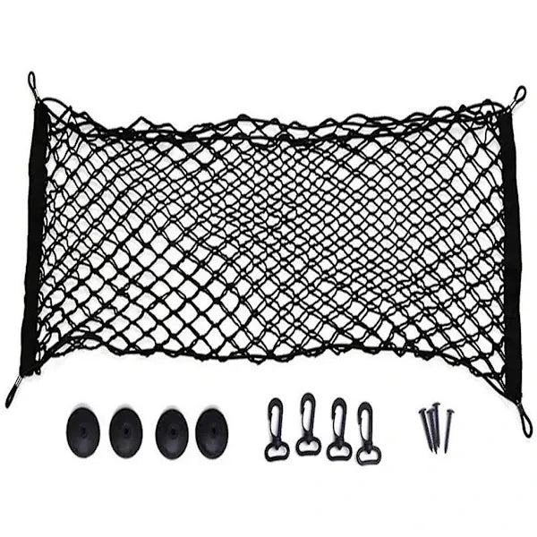 High Performance Luggage net for car, flexible luggage net, safety net with 4 hooks, Made of Nylon, Black Color