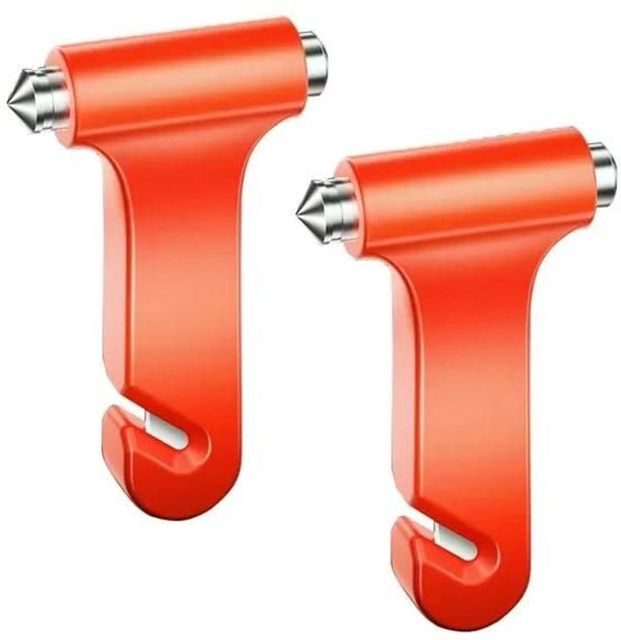 Compatible Car security hammer, 2 pieces, window breaker and seatbelt cutter-lifehammer-safety hammer car-emergency hammer, Made of Steel