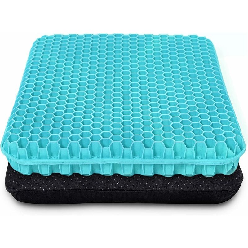 Thick Gel Seat Cushion with Non-Slip Coating Breathable Honeycomb Pattern Absorbs Pressure Points for Car Office Chair Wheelchair (Milk Blue)