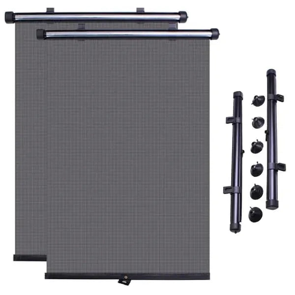 Long Lasting Premium 2-Pack - Sunshade Roller Blind for Car - 40x47 cm, Made of Pvc, Black Color, Easy Installation