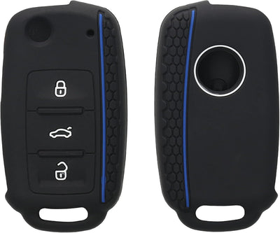Reliable Professional Black Blue Car Key Cover Compatible with VW Skoda Seat 3-Button C, Great Value, Easy to Use