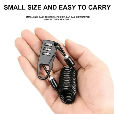 Reliable Professional Helmet Lock Portable Steel Cable Lock 3-Digit Password Combination, Black Color, Great Value