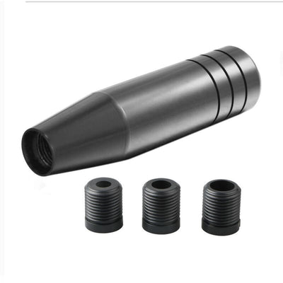 Aluminum Car Gear Shift Knob, Universal Long Handle Manual Gear Shifter Lever with 3 Thread Adapters M8 M10 M12, by DEBUNS, Black Color