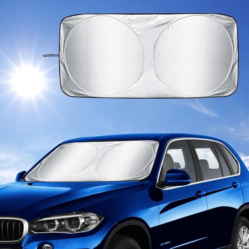 Compatible Car Windshield Sun Shade, Foldable Front Visor Sunshade Cover, Anti UV Reflective Protector, Block Rays Vehicles Parasol, 160x86cm