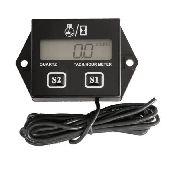 Motorcycle 2/4 Stroke Engine Tachometer Hour Meter LCD Screen Waterproof Car Motor Boat Motorcycle Digital Tachometer, Plastic material, Black Color