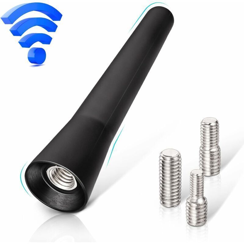Car Antenna FM DAB Car Radio Antenna 6.5cm Mini Short Car Antenna with Powerful FM/AM/DAB Reception Function, Stainless Steel + Steel material