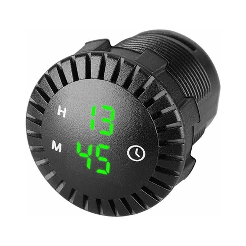 Car LED Clock Touch Clock Waterproof Car Digital Clock 12V/24V Mini LED Digital Clock Mini Motorcycle Clock 2.01 Inch, Black/Green Color Options